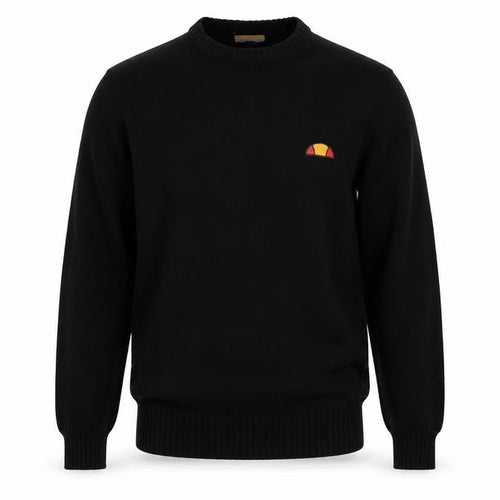 ellesse Men’s Black M Logo Embroidered Crew Neck Knit Pullover Jumper