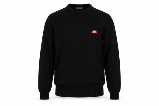 ellesse Men’s Black M Logo Embroidered Crew Neck Knit Pullover Jumper