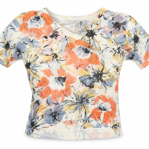 Monsoon Women Multicoloured M Linen Blend Floral Dolman Sleeve Top