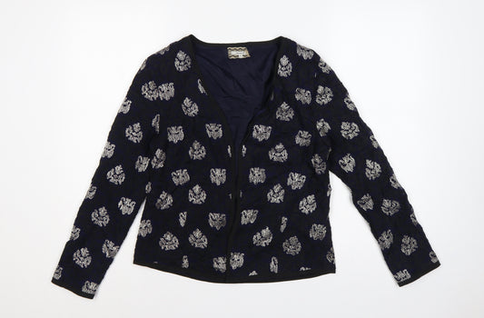 Isato Women’s Blue Floral Viscose Lined Open Front Jacket Size S