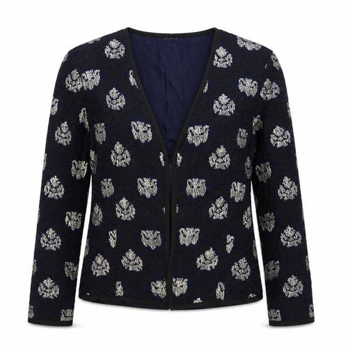 Isato Women’s Blue Floral Viscose Lined Open Front Jacket Size S