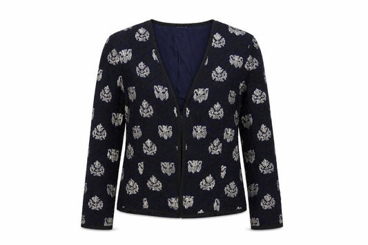 Isato Women’s Blue Floral Viscose Lined Open Front Jacket Size S