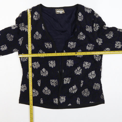 Isato Women’s Blue Floral Viscose Lined Open Front Jacket Size S
