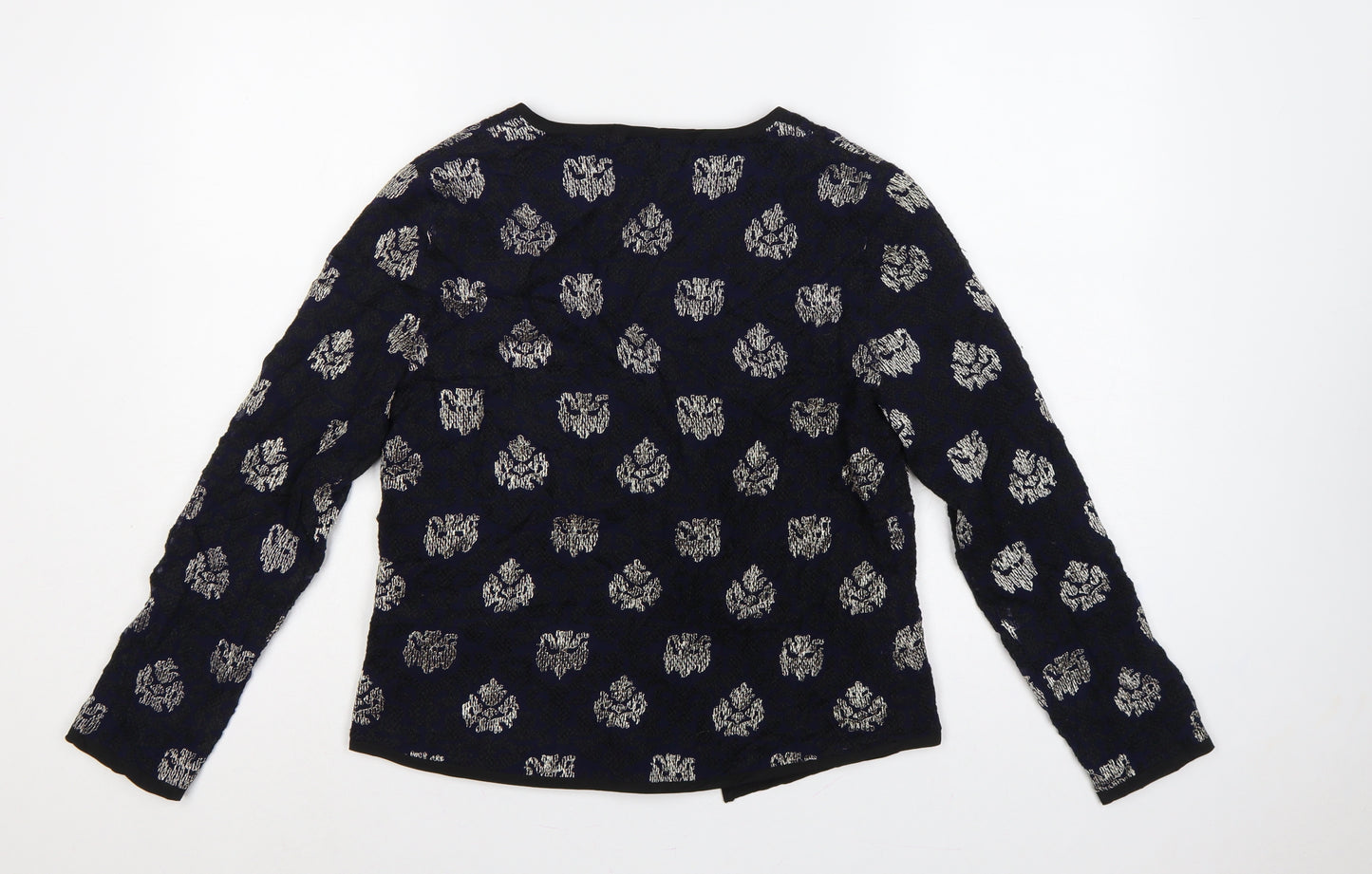 Isato Women’s Blue Floral Viscose Lined Open Front Jacket Size S