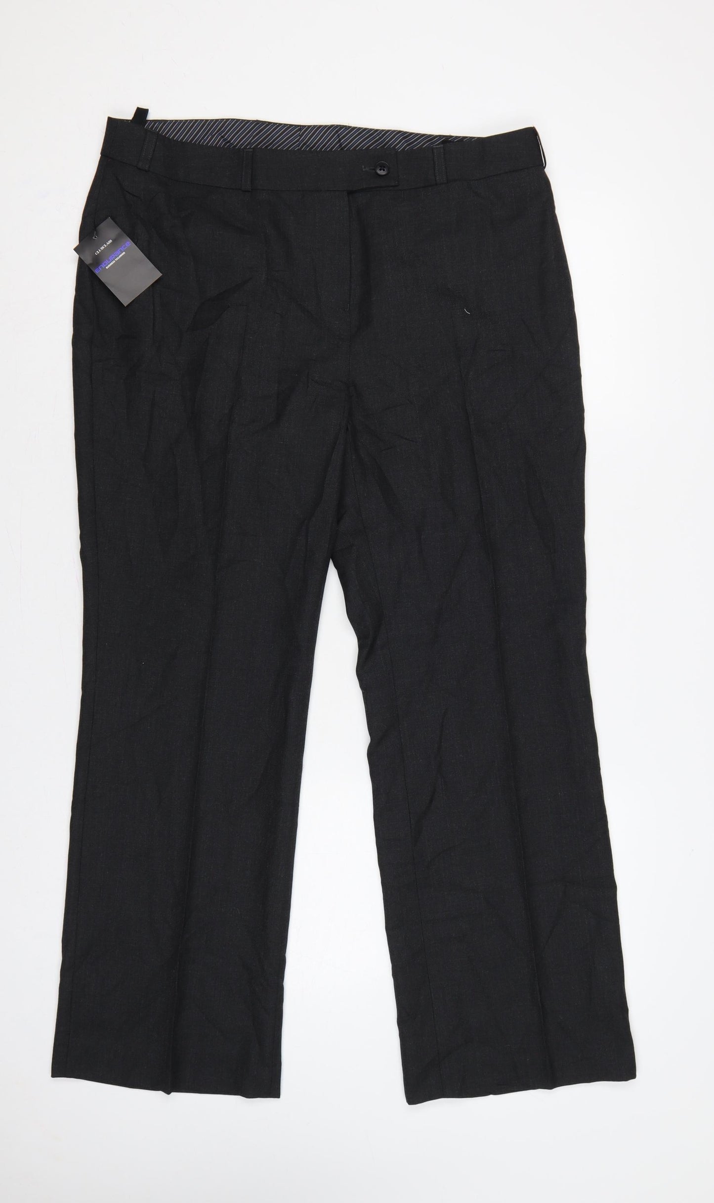 Clubclass Women Charcoal UK 16 Petite Wool Blend Tailored Dress Trousers
