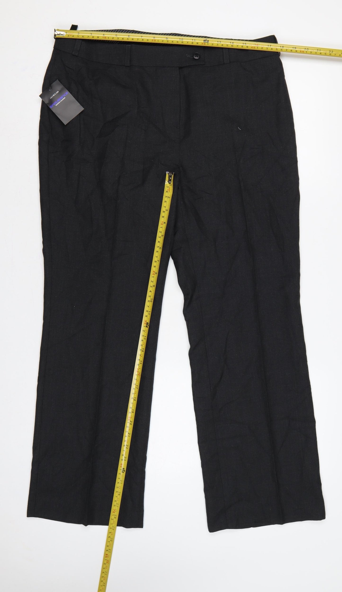 Clubclass Women Charcoal UK 16 Petite Wool Blend Tailored Dress Trousers