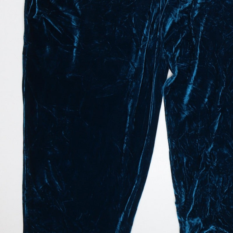 Megan Crook Women Blue S Velvet Halter Wide-Leg Jumpsuit
