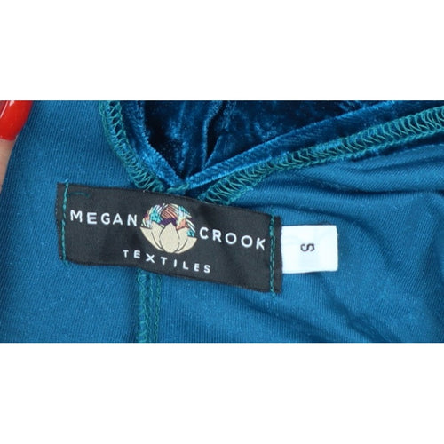Megan Crook Women Blue S Velvet Halter Wide-Leg Jumpsuit