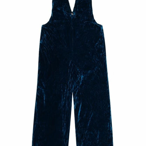 Megan Crook Women Blue S Velvet Halter Wide-Leg Jumpsuit