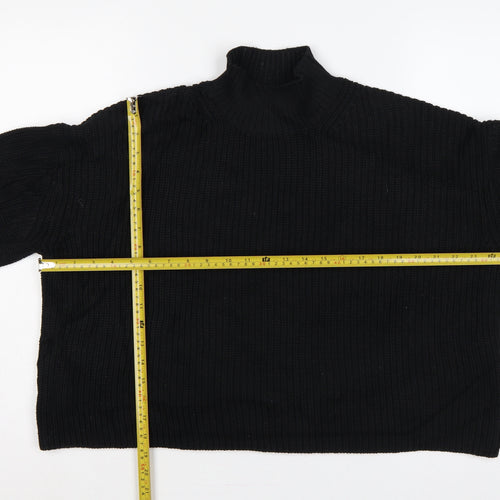 Weekday Women’s Black M High Neck Rib Knit Raglan Pullover Jumper