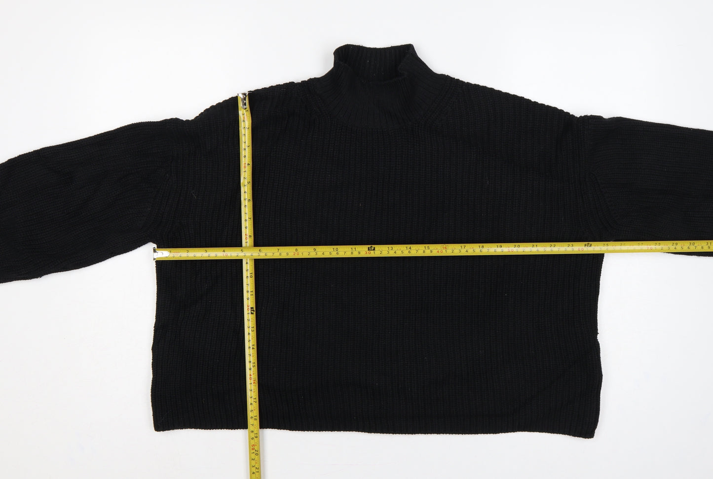 Weekday Women’s Black M High Neck Rib Knit Raglan Pullover Jumper
