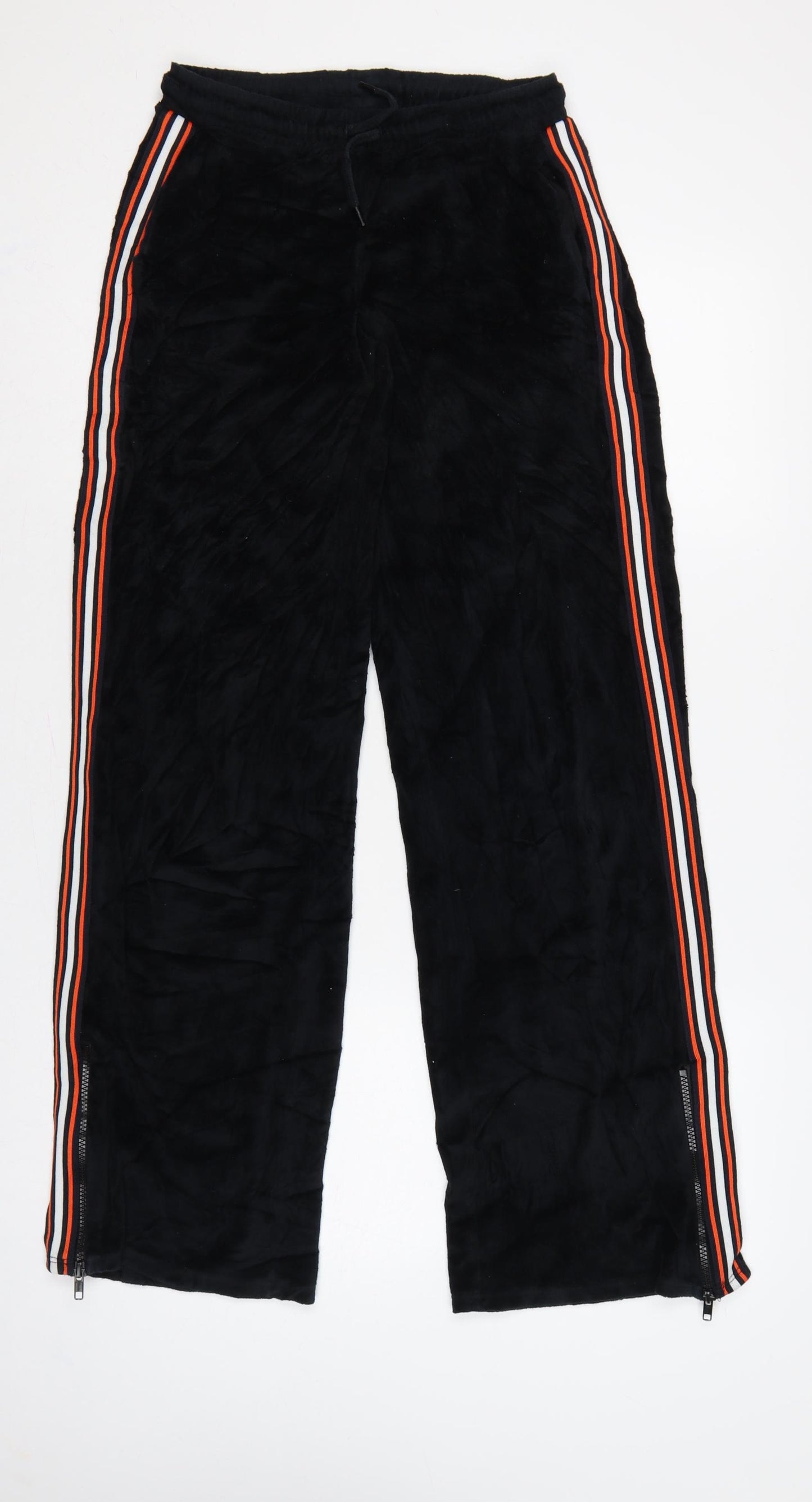 Sparkle & Fade Women’s Black XS Velour Jogger Trousers Stripe Zip