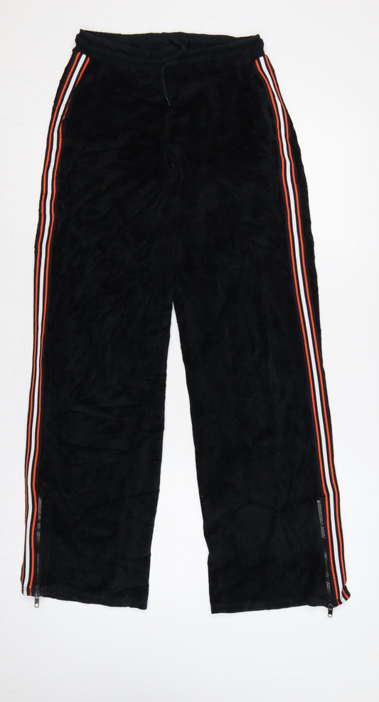 Sparkle & Fade Women’s Black XS Velour Jogger Trousers Stripe Zip