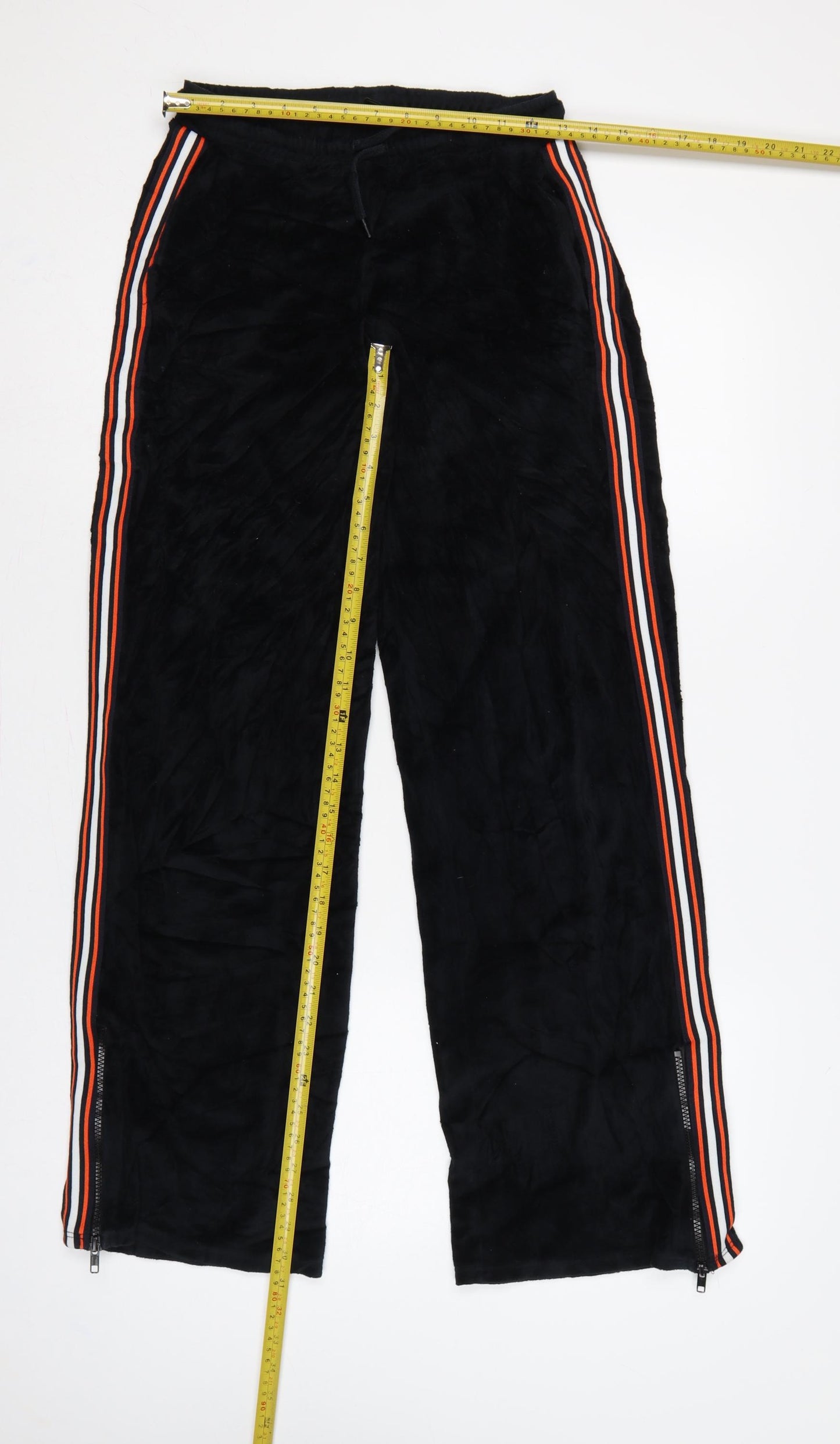 Sparkle & Fade Women’s Black XS Velour Jogger Trousers Stripe Zip