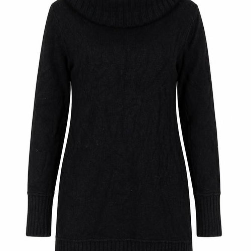 Coercion Women’s Black UK 14 Roll Neck Cable Knit Tunic Jumper