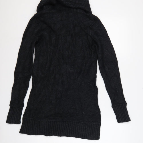 Coercion Women’s Black UK 14 Roll Neck Cable Knit Tunic Jumper
