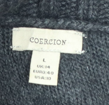 Coercion Women’s Black UK 14 Roll Neck Cable Knit Tunic Jumper