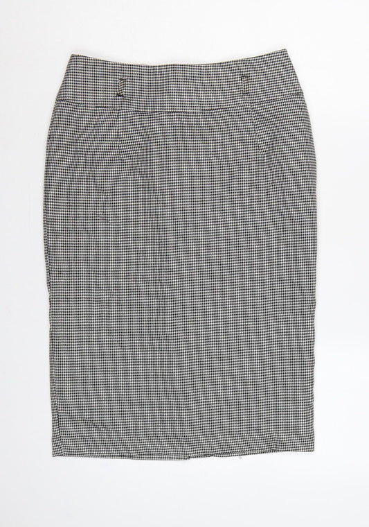 Marks and Spencer Women Black White Check Pencil Skirt UK 10 Lined