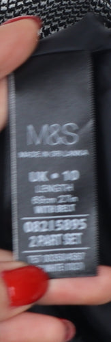 Marks and Spencer Women Black White Check Pencil Skirt UK 10 Lined