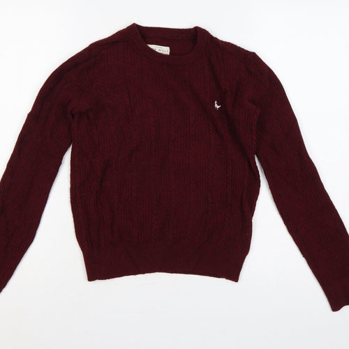 Jack Wills Women Red UK 10 Tinsbury Cable Knit Merino Pullover Jumper