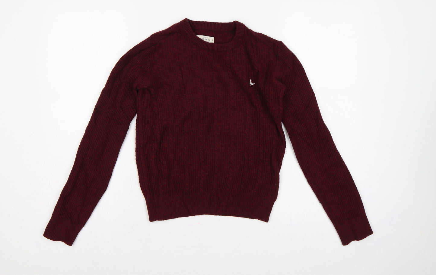 Jack Wills Women Red UK 10 Tinsbury Cable Knit Merino Pullover Jumper