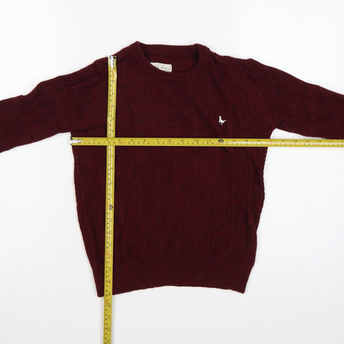 Jack Wills Women Red UK 10 Tinsbury Cable Knit Merino Pullover Jumper