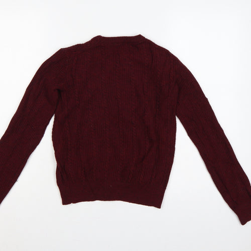 Jack Wills Women Red UK 10 Tinsbury Cable Knit Merino Pullover Jumper