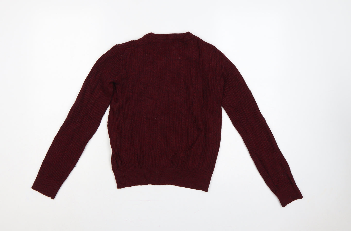 Jack Wills Women Red UK 10 Tinsbury Cable Knit Merino Pullover Jumper