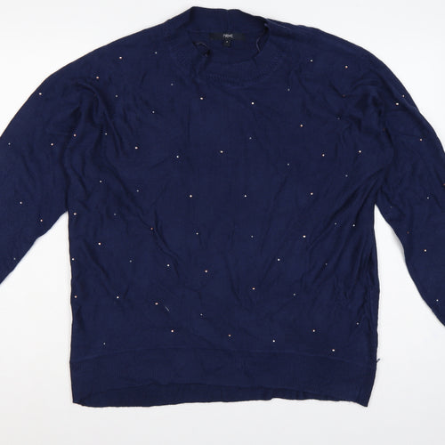 Next Women’s Blue Jewel Embellished Knit Pullover Jumper Size S