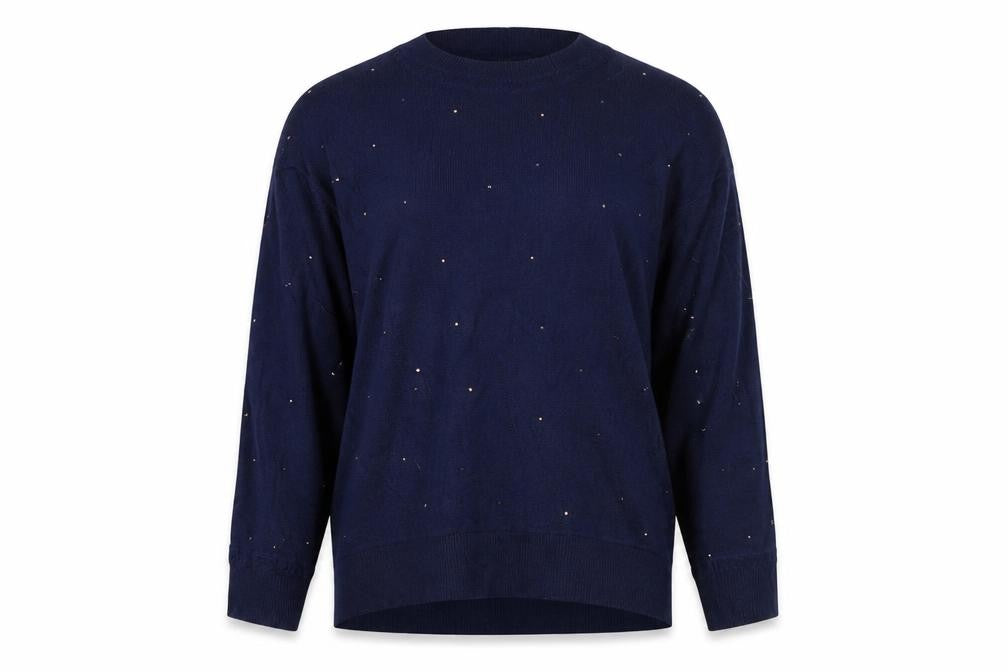 Front view of Next Women’s Blue Jewel Embellished Knit jumper, size S