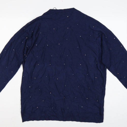 Next Women’s Blue Jewel Embellished Knit Pullover Jumper Size S
