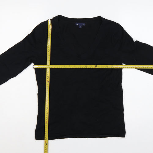Gap Women’s Black M Stretch V-Neck Long Sleeve Knit Pullover Jumper