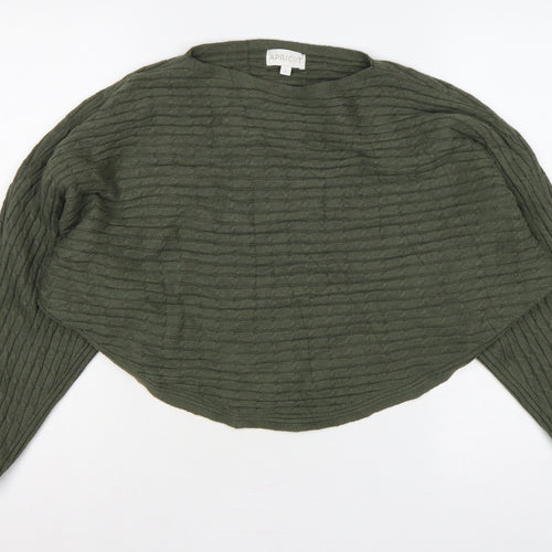 Apricot Women Green S Relaxed Dolman Sleeve Textured Knit Jumper
