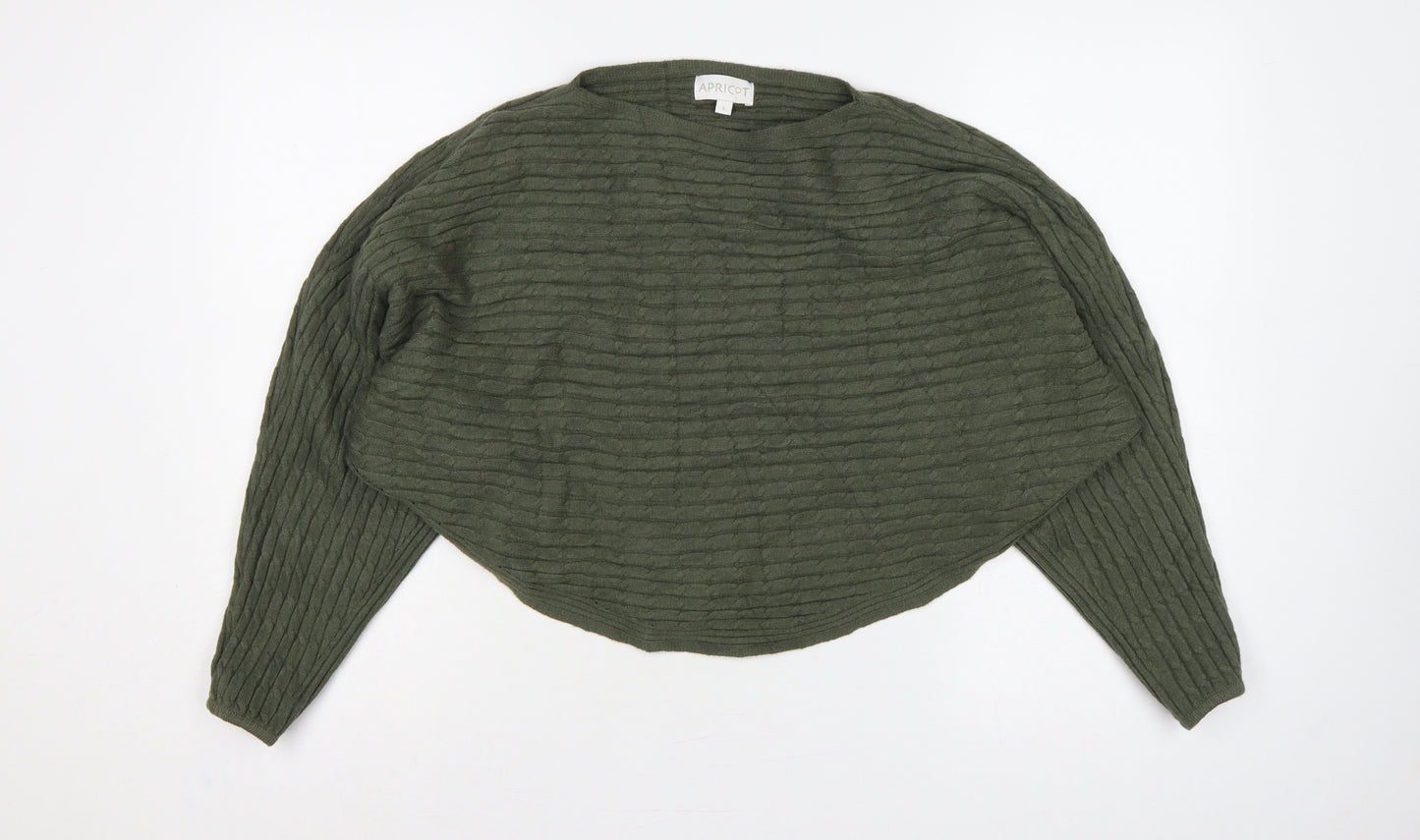 Apricot Women Green S Relaxed Dolman Sleeve Textured Knit Jumper