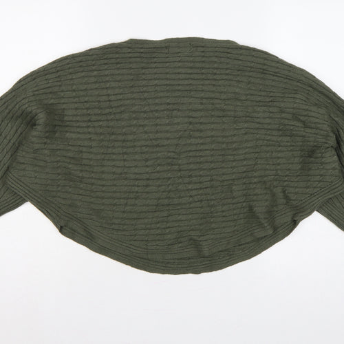 Apricot Women Green S Relaxed Dolman Sleeve Textured Knit Jumper