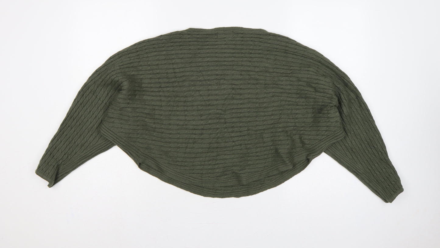 Apricot Women Green S Relaxed Dolman Sleeve Textured Knit Jumper
