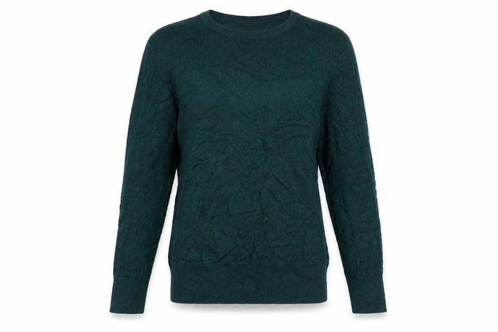 H&M Women's Green UK 10 Textured Knit Crew Neck Pullover Jumper