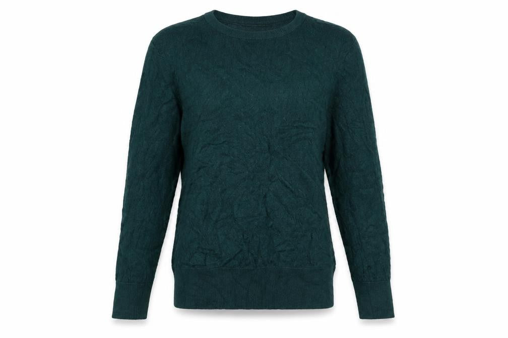 Front view of H&M Women's Green UK 10 Textured Knit Crew Neck jumper