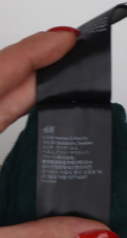 H&M Women's Green UK 10 Textured Knit Crew Neck Pullover Jumper