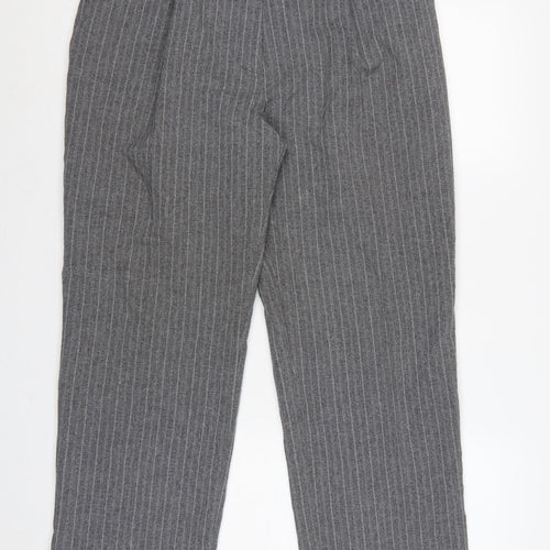 Marks & Spencer Women Grey Pinstripe Tapered Trousers UK 16 Short