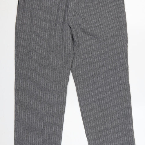 Marks & Spencer Women Grey Pinstripe Tapered Trousers UK 16 Short