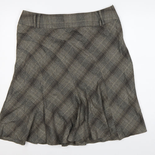 Next Women Grey Check Flared Knee Length Skirt Size 18 Workwear