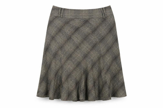 Next Women Grey Check Flared Knee Length Skirt Size 18 Workwear