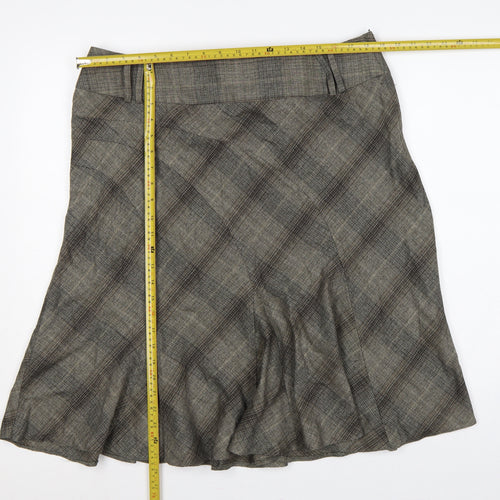 Next Women Grey Check Flared Knee Length Skirt Size 18 Workwear