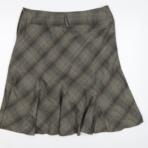 Next Women Grey Check Flared Knee Length Skirt Size 18 Workwear
