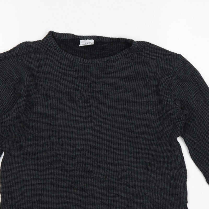 Additional view of Urban Outfitters Women Black M Basic Textured Knit Crew Neck Long Sleeve Top