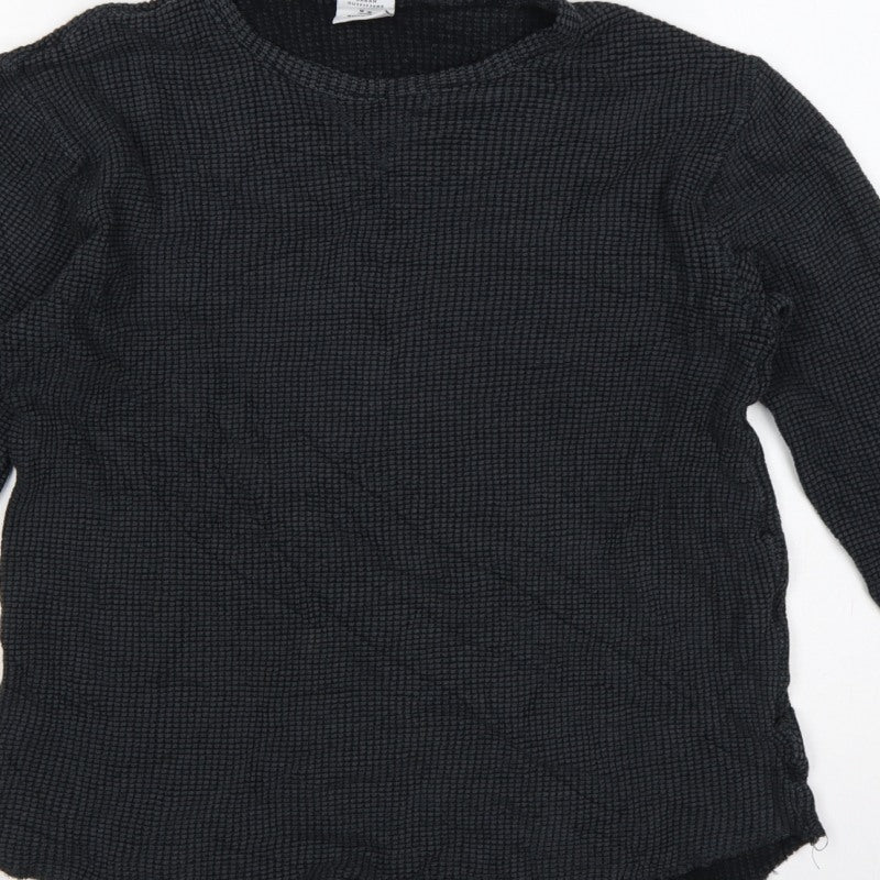 Additional view of Urban Outfitters Women Black M Basic Textured Knit Crew Neck Long Sleeve Top