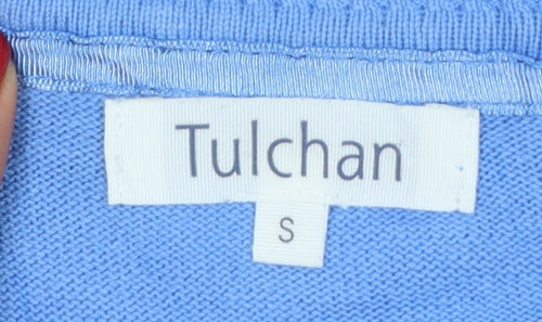 Tulchan Women’s Blue S Cable Knit Cotton Round Neck Jumper