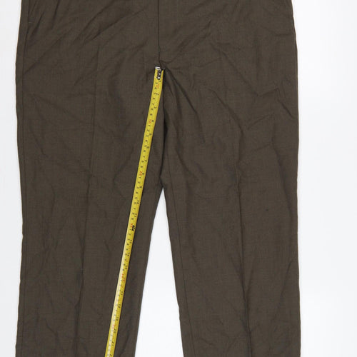 Gurteen Men's Brown Wool Blend 38S Classic Straight Dress Trousers