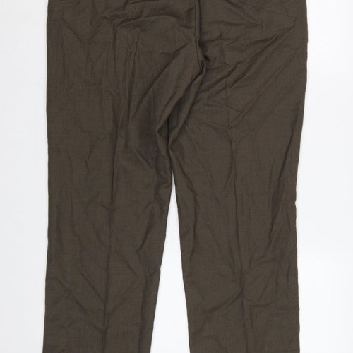 Gurteen Men's Brown Wool Blend 38S Classic Straight Dress Trousers